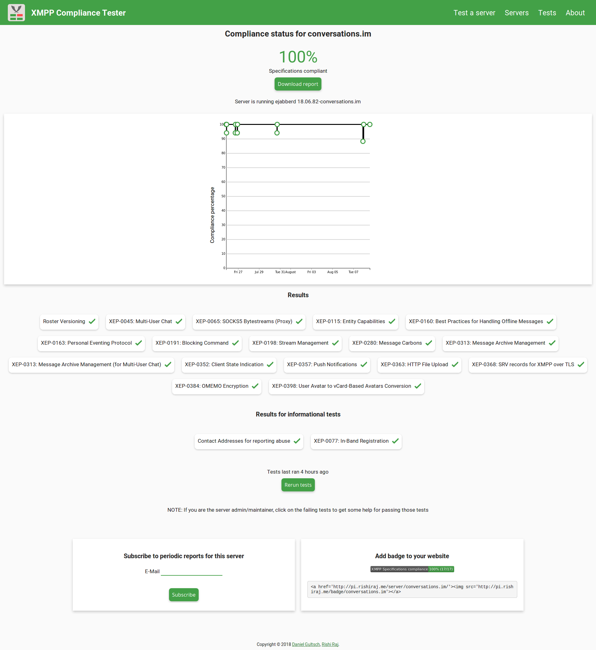 Server page screenshot
